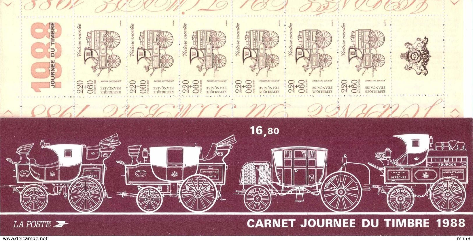 FRANCE 1988 - Journée Du Timbre Voiture Montée - Bande Carnet N° BC 2526A Non Pliée Neuf ** - Tag Der Briefmarke