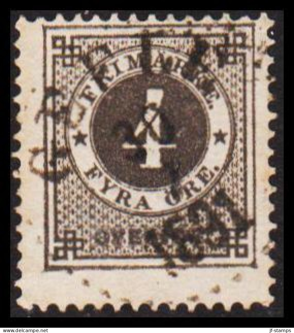 1886. Circle Type. Perf. 13. Posthorn On Back. 4 öre Grey. With FINE Cancel GEFLE 30 7 1891.  (Michel 31) - JF545205 - Gebraucht