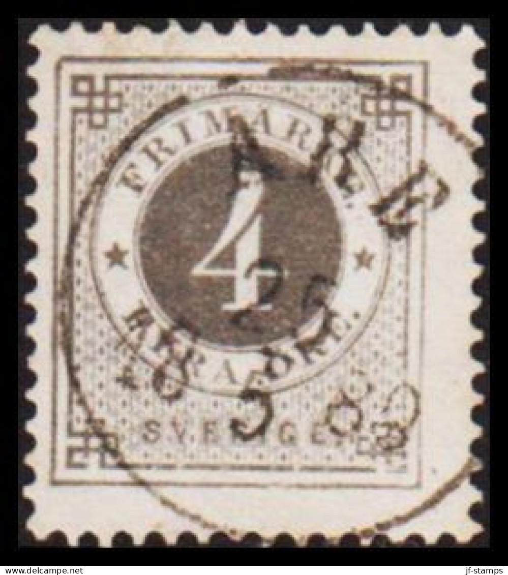 1886. Circle Type. Perf. 13. Posthorn On Back. 4 öre Grey. With LUXUS Cancel ÅRE 25 5 1889. (Michel 31) - JF545206 - Oblitérés