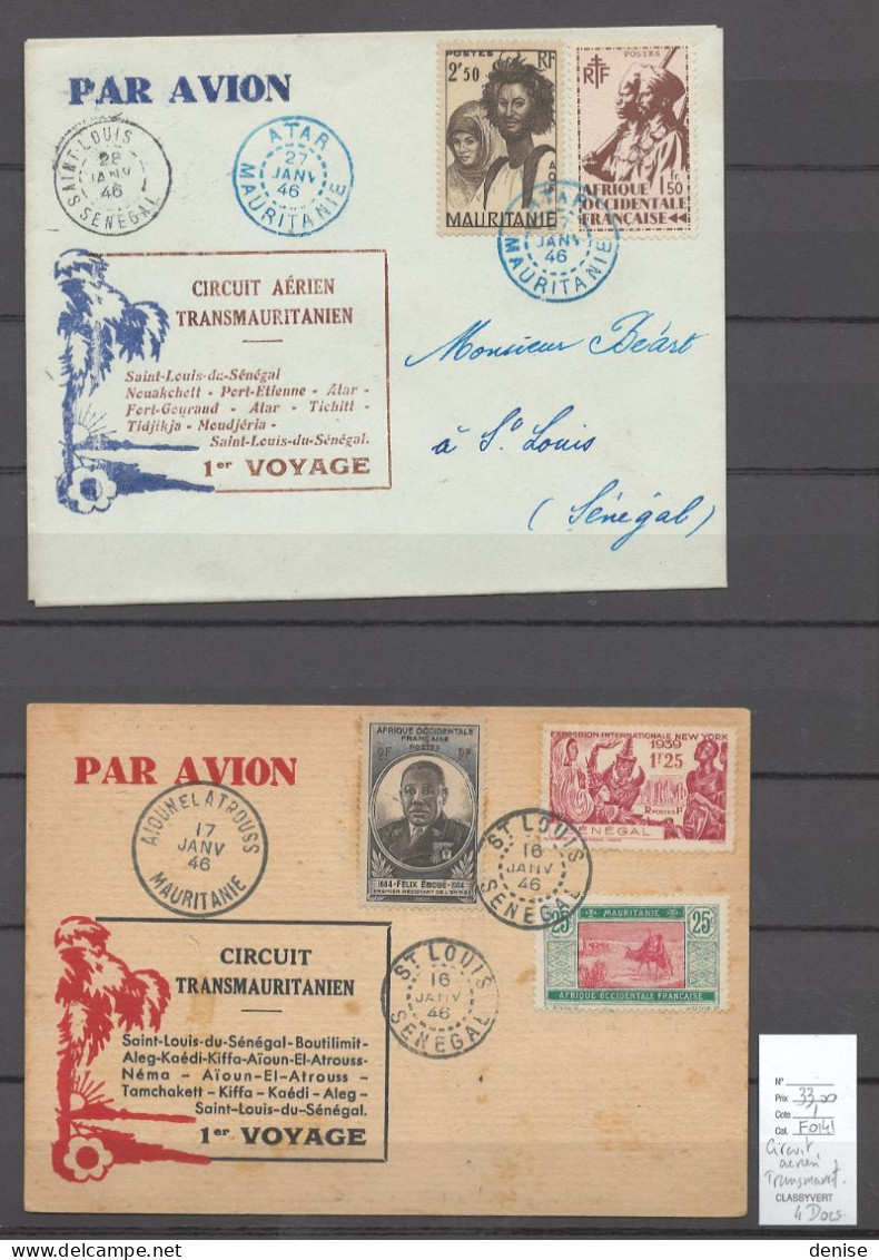 AOF - Circuit Aérien Transmauritanien - 4 Piéces - 1946 - Lettres & Documents