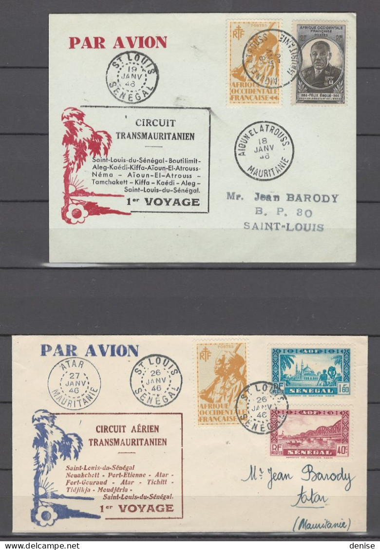 AOF - Circuit Aérien Transmauritanien - 4 Piéces - 1946 - Covers & Documents
