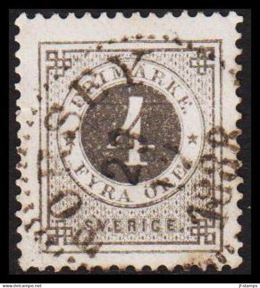 1886. Circle Type. Perf. 13. Posthorn On Back. 4 öre Grey. With FINE Cancel TORSBY 29 12 1888. (Michel 31) - JF545207 - Usati