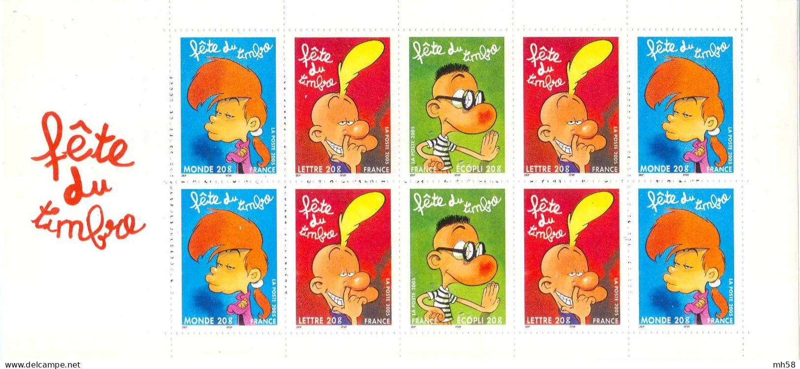 FRANCE 2005 - Fête Du Timbre Titeuf, Manu, Nadia - Bande Carnet N° BC 3751a Non Pliée Neuf ** - Stamp Day