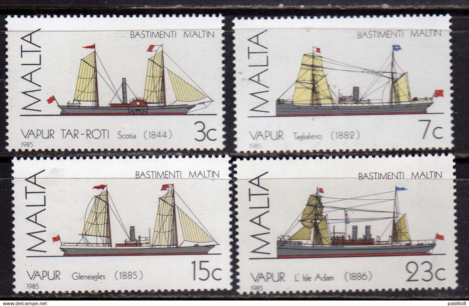 MALTA 1985 MALTESE SAILING SHIPS NAVI A VELA MALTESI COMPLETE SET SERIE COMPLETA MNH - Malte