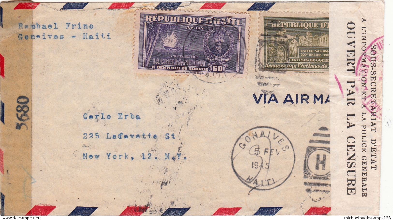 Haiti / Airmail / Censorship / U.S. - Haití