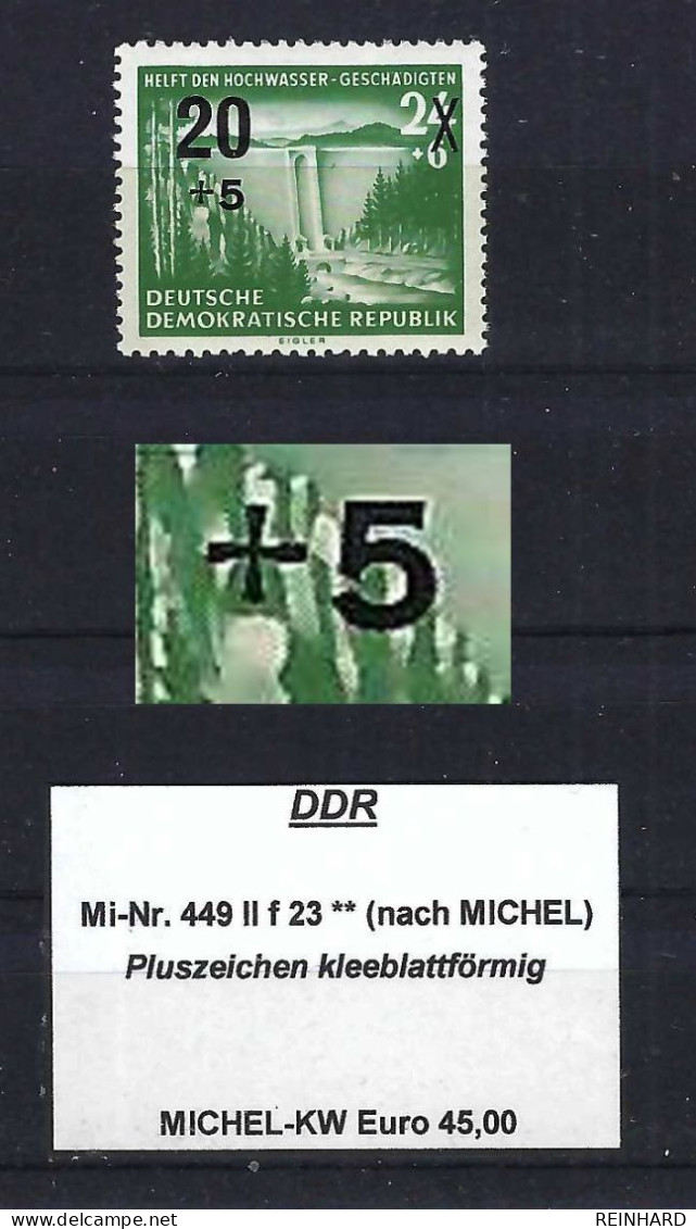 DDR Mi-Nr. 449 II F 23 Plattenfehler Postfrisch Nach MICHEL - Siehe Beschreibung Und Bild - Abarten Und Kuriositäten