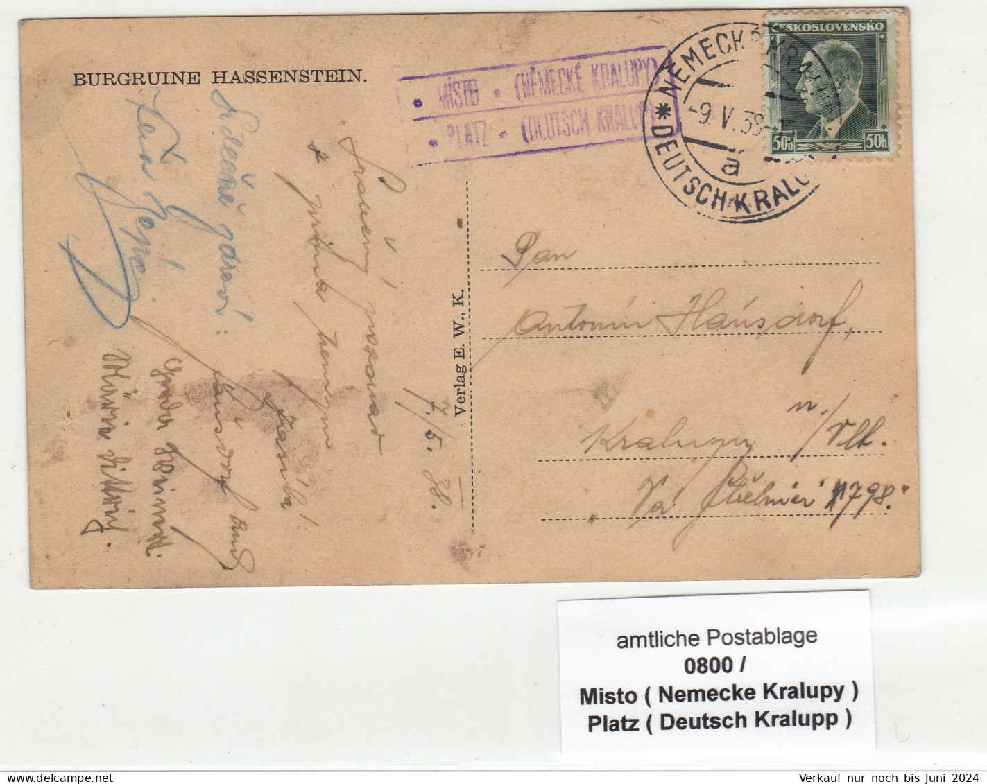 CSSR Postagentur "Misto / Nemecke Kralupy" - Covers & Documents