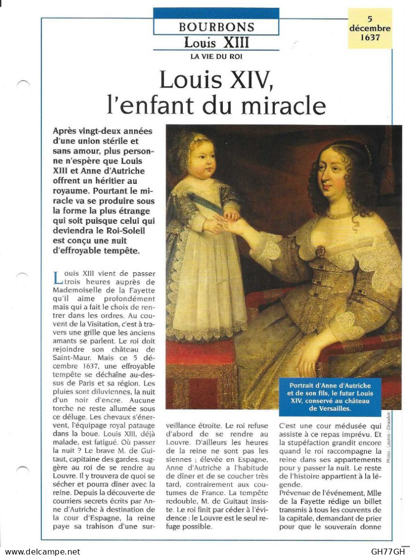 FICHE ATLAS: LOUIS XIV L'ENFANT DU MIRACLE -BOURBONS - Histoire