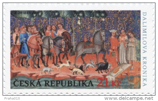 Czech Rep. / Stamps (2015) 0864: Dalimil's Chronicle - Duke Oldrich And Bozena (horses, Dogs); Painter: Zdenek Ziegler - Unused Stamps