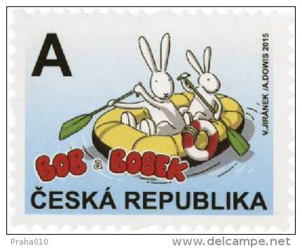 Czech Rep. / Stamps (2015) 0847: Bob & Bobek - Summer Stamp (floating In A Boat); Painter: Vladimir Jiranek (1938-2012) - Unused Stamps