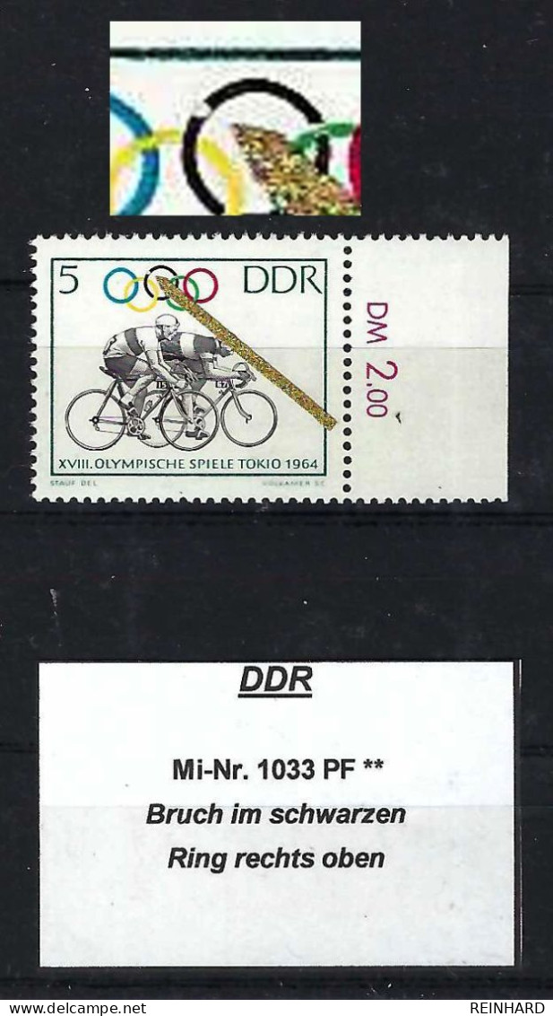 DDR Mi-Nr. 1033 Plattenfehler (1) Postfrisch - Siehe Beschreibung Und Bild - Plaatfouten En Curiosa