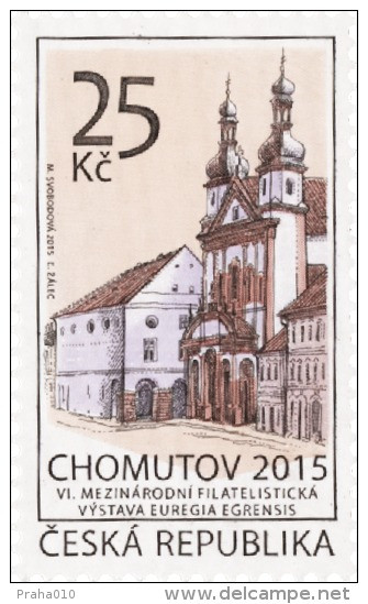 Czech Rep. / Stamps (2015) 0844: Chomutov – The 6th Czech & German Philatelic Exhibition (church); Painter: M. Svobodova - Nuevos