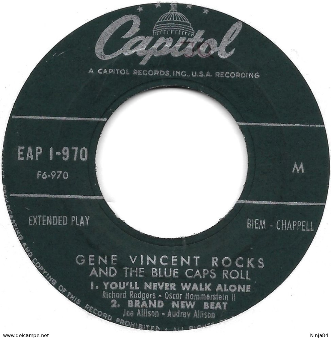 EP 45 RPM (7") Gene Vincent  "  Frankie And Johnnie  " - Rock