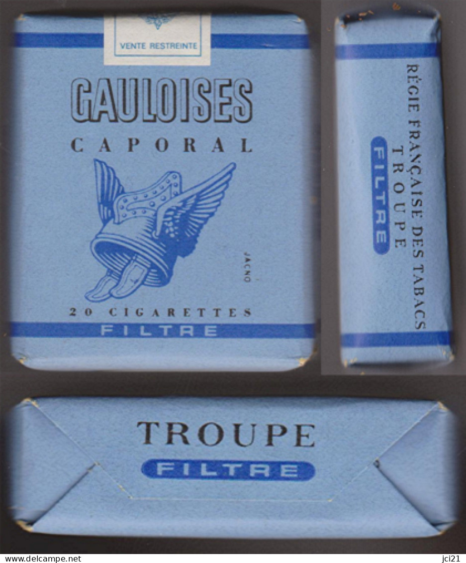 Paquet De Cigarettes " Gauloises Caporal TROUPE - Filtre " De Collection Sous Emballage D'origine Années 1960_D289 - Altri & Non Classificati