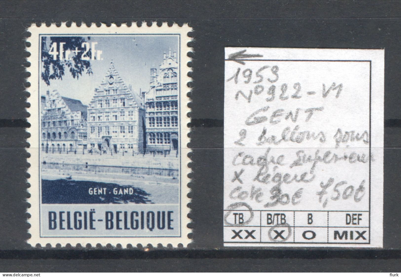 België OCB922-V1 X Cote €30 Perfect - 1931-1960