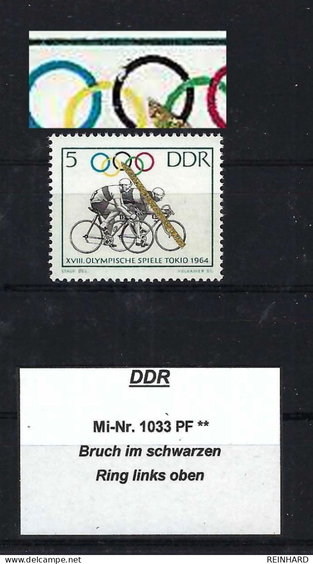 DDR Mi-Nr. 1033 Plattenfehler (2) Postfrisch - Siehe Beschreibung Und Bild - Varietà E Curiosità