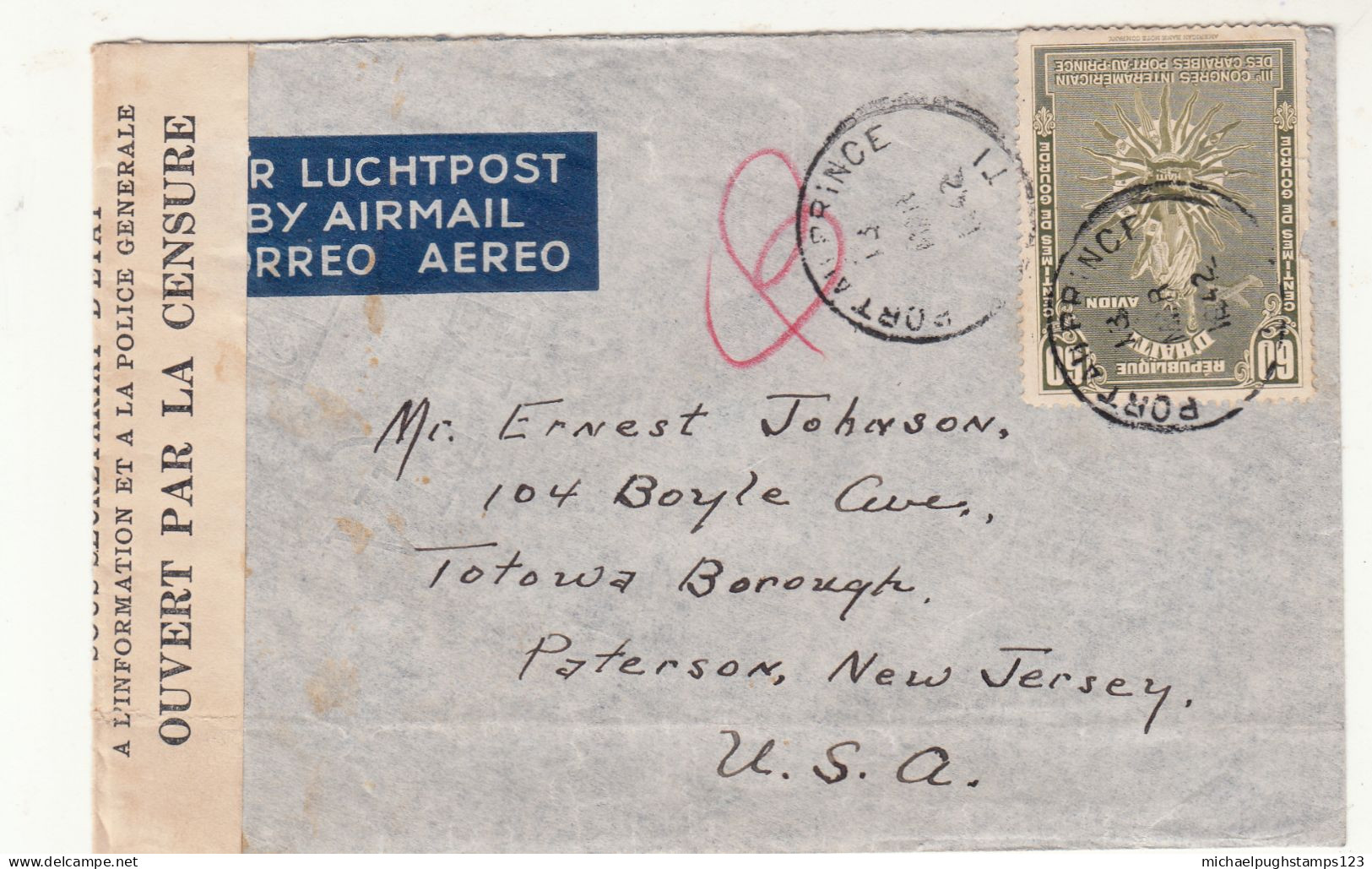 Haiti / Airmail / Censorship / U.S. - Haïti