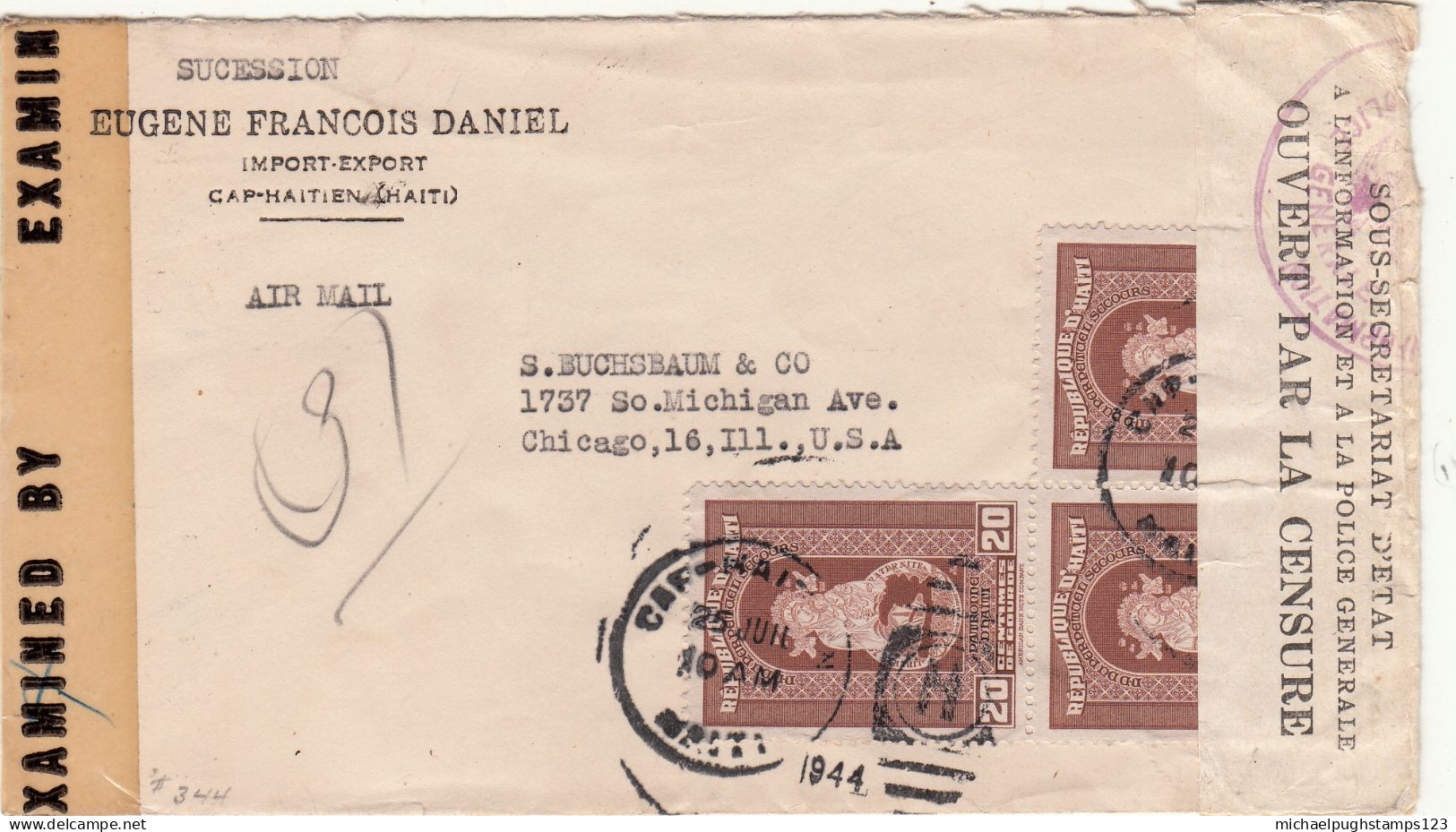 Haiti / Airmail / Censorship / U.S. - Haïti