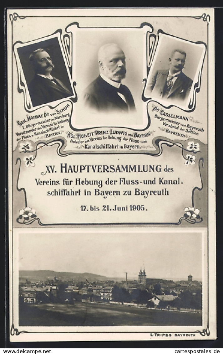AK Bayreuth, XV. Hauptversammlung Des Vereins Für Hebung Der Fluss- U. Kanalschiffahrt In Bayern 1905  - Bayreuth