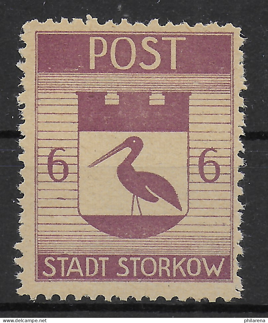 Stadt Storkow, MiNr. 12,  Seltenere Farbvariante, Postfrisch, ** - Mint