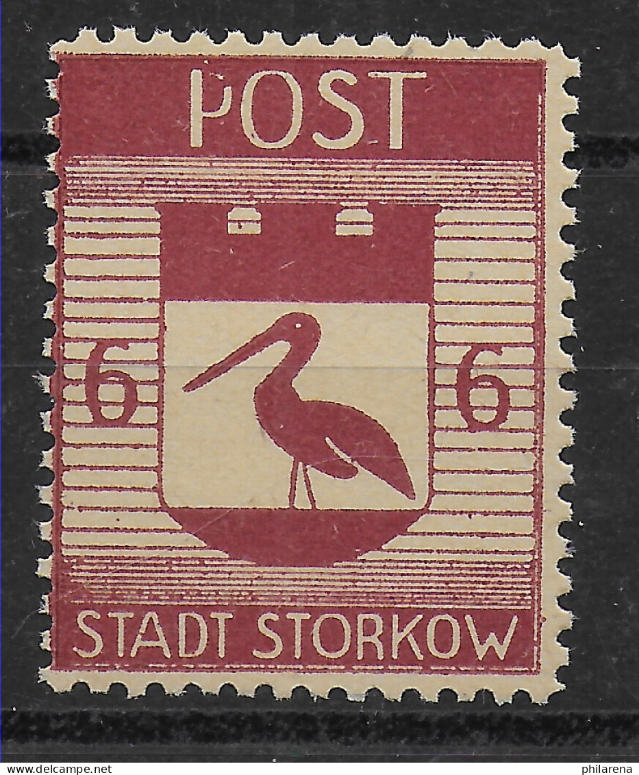 Stadt Storkow, MiNr. 12, Postfrisch, ** Plattenfehler Gebrochenes P - Mint