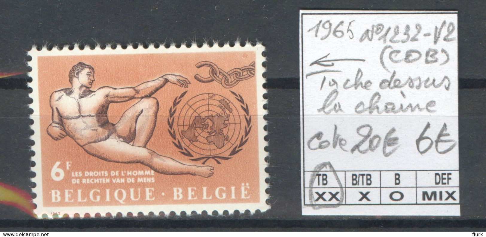 België OCB1232-V2 XX Cote €20 Perfect - 1961-1990