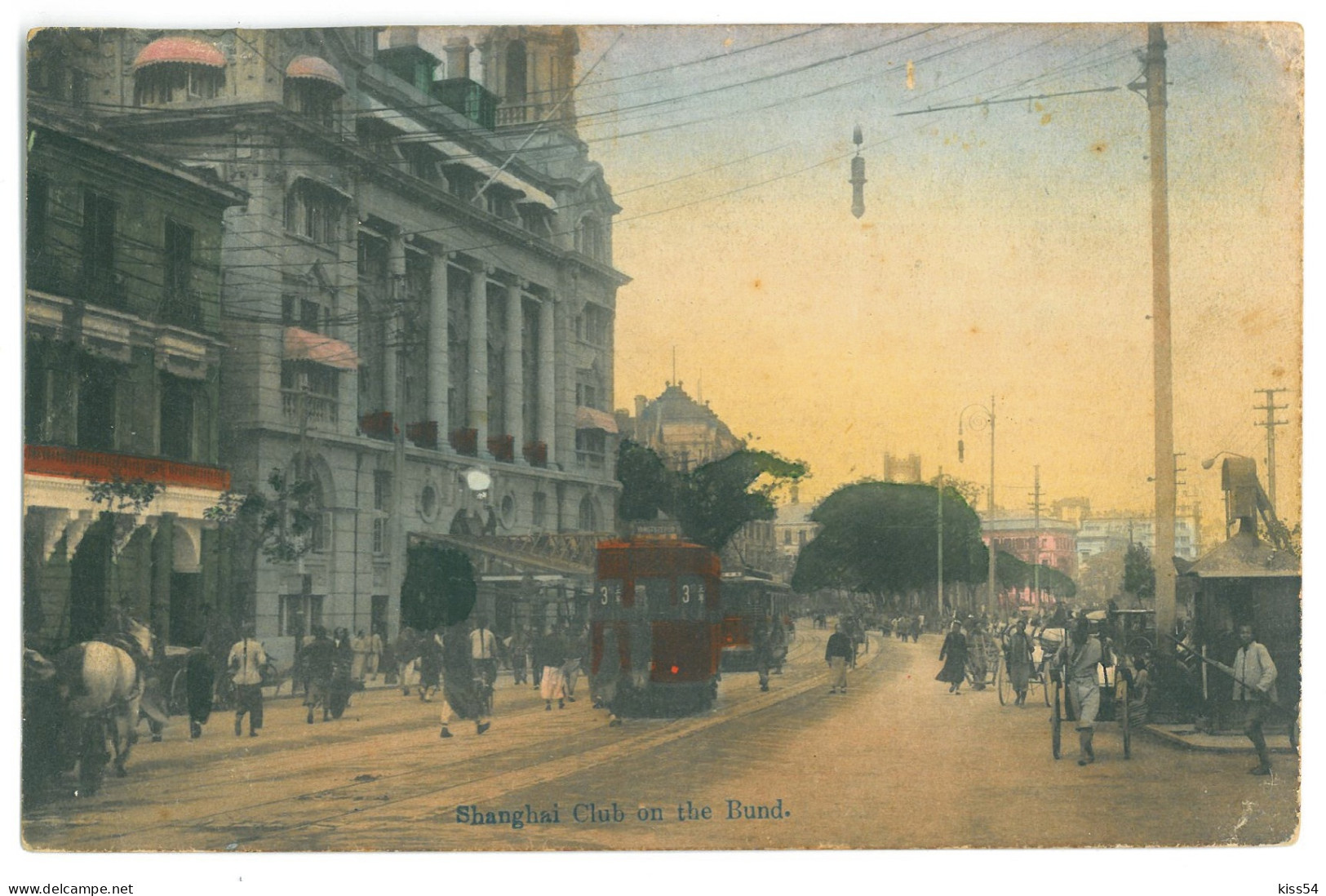 CH 34 - 22588 SHANGHAI, Club BUND, Tramway, China - Old Postcard - Used - 1913 - Chine