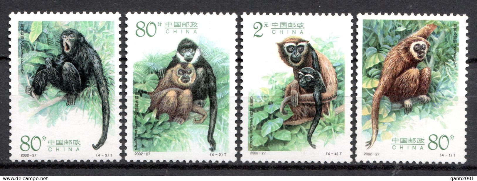 China 2002 / Fauna Mammals Monkeys MNH Mamíferos Monos Säugetiere / Cu22439  40-44 - Mono