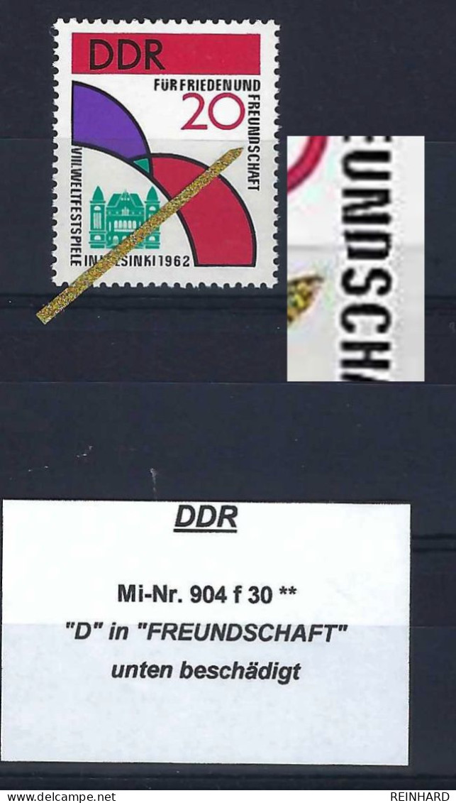 DDR Mi-Nr. 904 F 30 Plattenfehler Postfrisch - Siehe Beschreibung Und Bild - Variedades Y Curiosidades