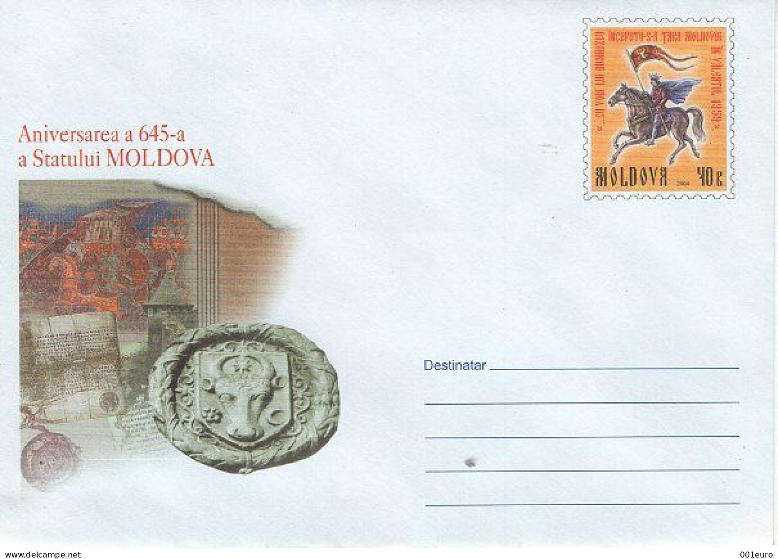 MOLDOVA REPUBLIC 005x2004: 645 YEARS, Unused Prepaid Postal Stationery Cover - Registered Shipping! - Moldavië