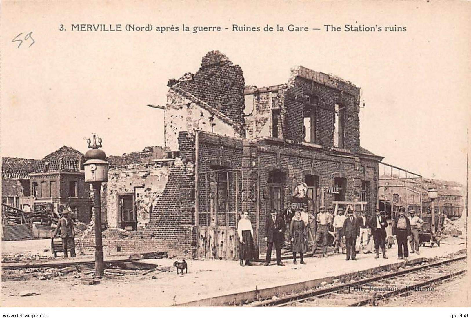 59 - Merville -  SAN21815 - Après La Guerre - Ruines De La Gare - Merville