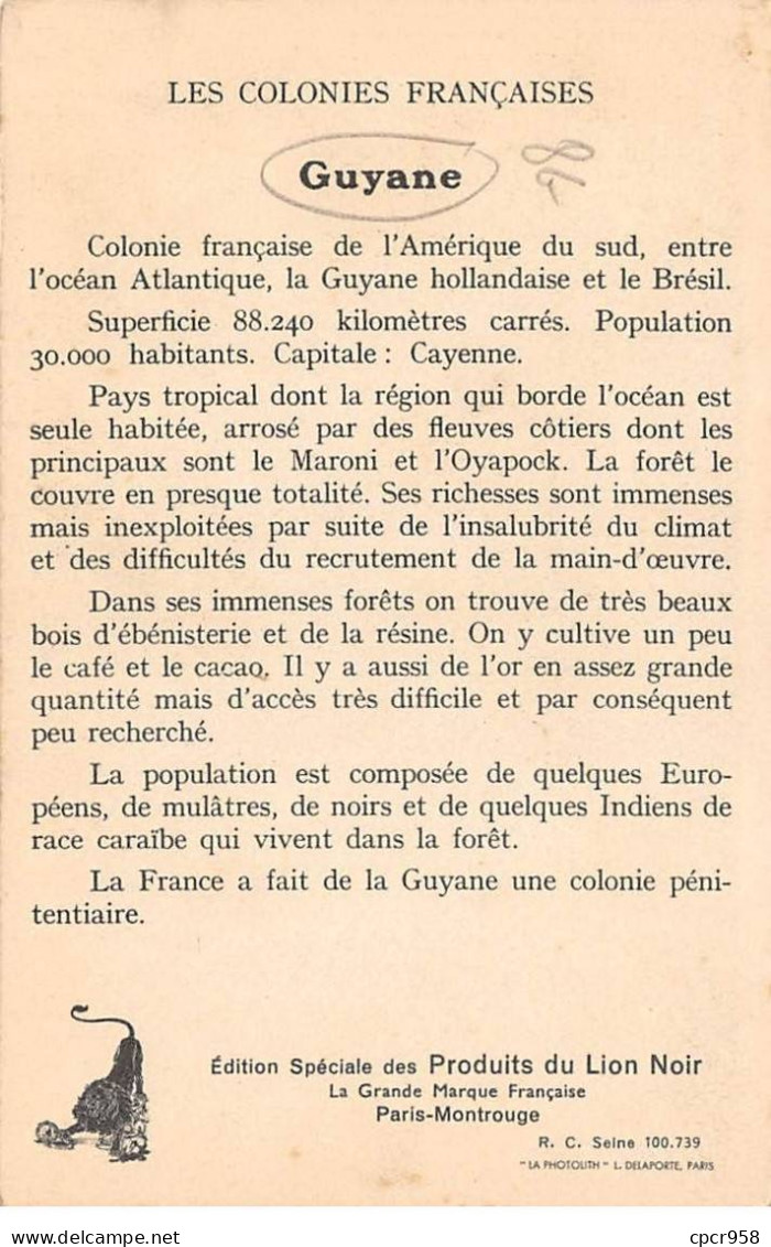 Guyane - N°80717 - Les Colonies Françaises Guyane - Edition Spéciale Des Produits Du Lion Noir - Andere & Zonder Classificatie