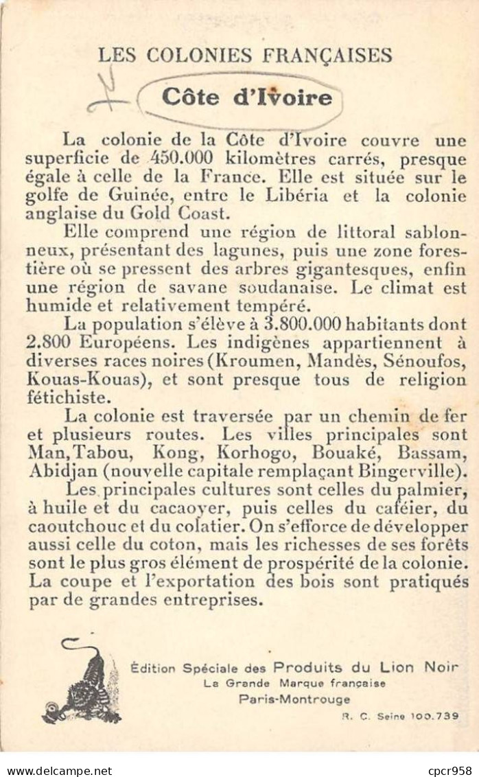 Côte D'Ivoire - N°80003 - Colonies Françaises LA COTE D'IVOIRE - Edition Spéciale Des Produits Du Lion Noir - Elfenbeinküste