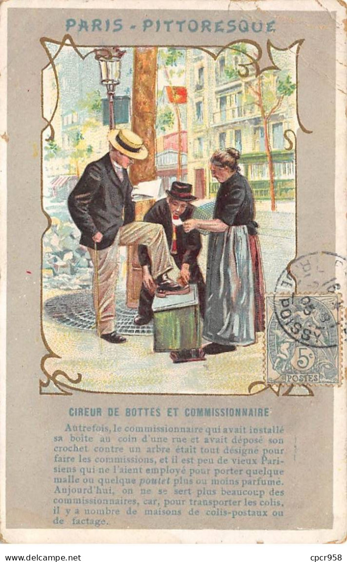 75 - N°79781 - PARIS Pittoresque - Cireur De Bottes Et Commissionnaire - Petit Métier - Carte Vendue En L'état - Petits Métiers à Paris