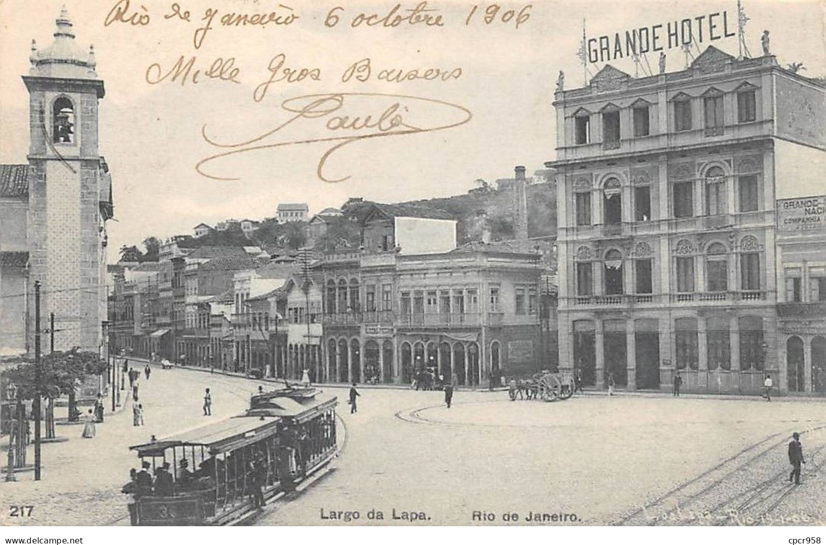 Brésil - N°79906 - RIO DE JANEIRO - Largo Da Lapa - Grande Hôtel - Tramway - Rio De Janeiro