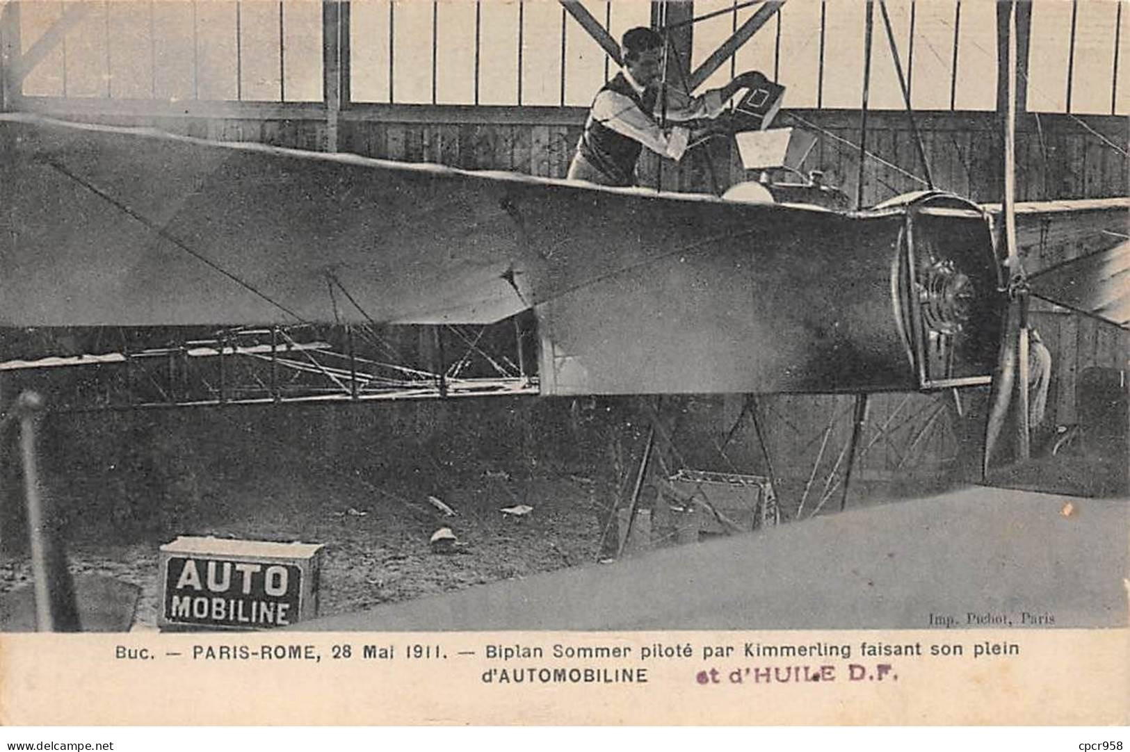 Aviation - N°80510 - Biplan Sommer Piloté Par Kimmerling Faisant Son Plein D'Automobile - ....-1914: Precursors