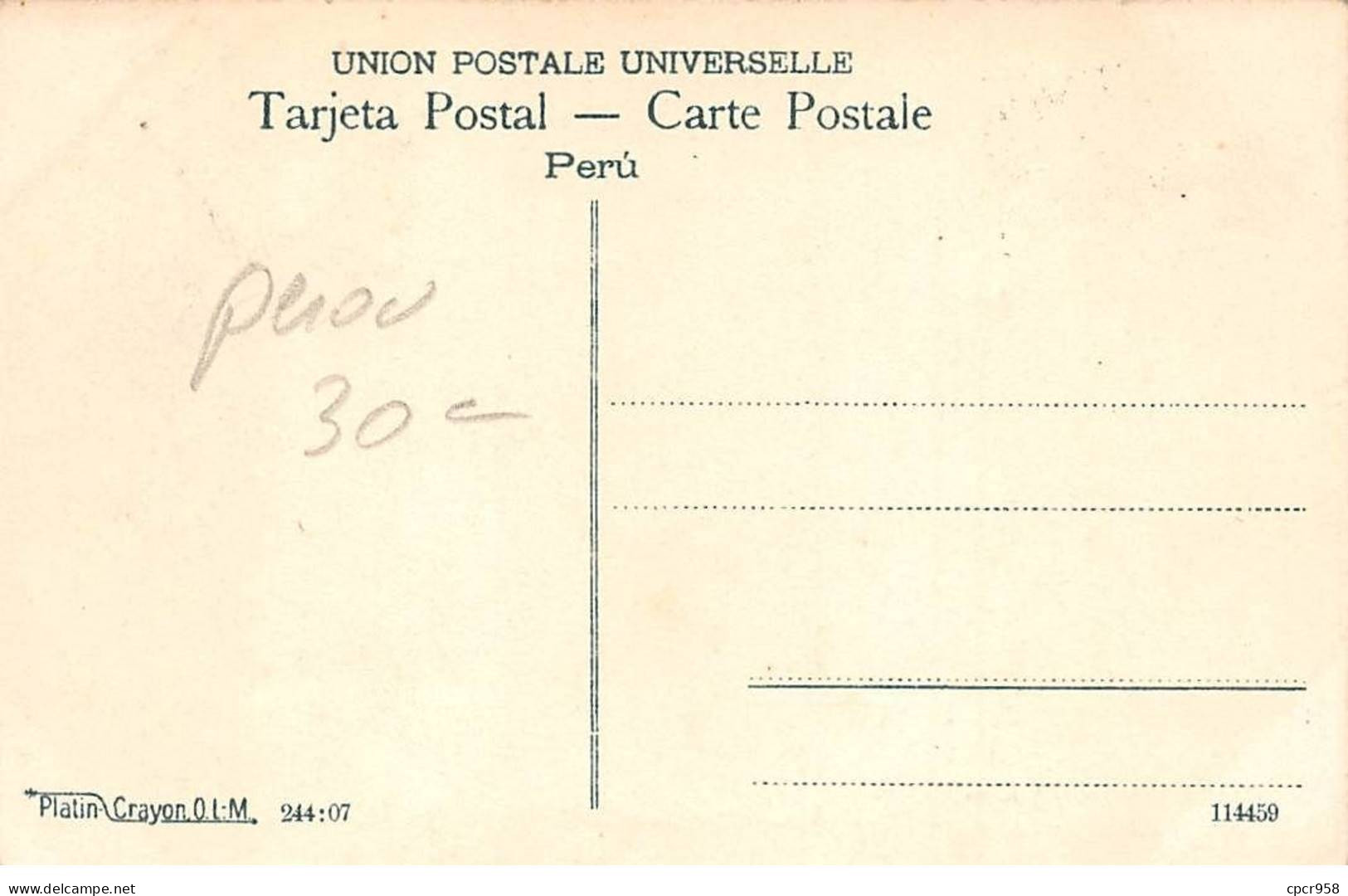 Pérou - N°78988 - Casa Municipal De LIMA - AFFRANCHISSEMENT DE COMPLAISANCE - Pérou