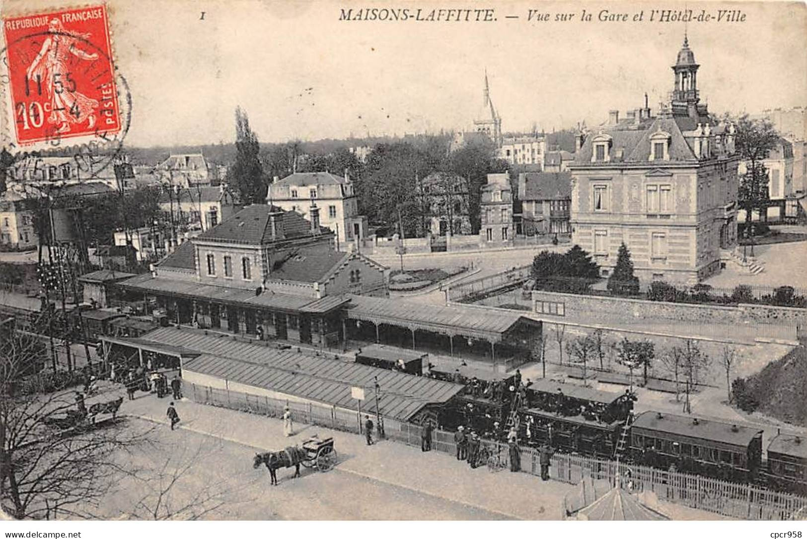 78 - MAISON LAFFITTE - SAN30026 - Vue Sur La Gare Et L'Hôtel De Ville - Train - Maisons-Laffitte