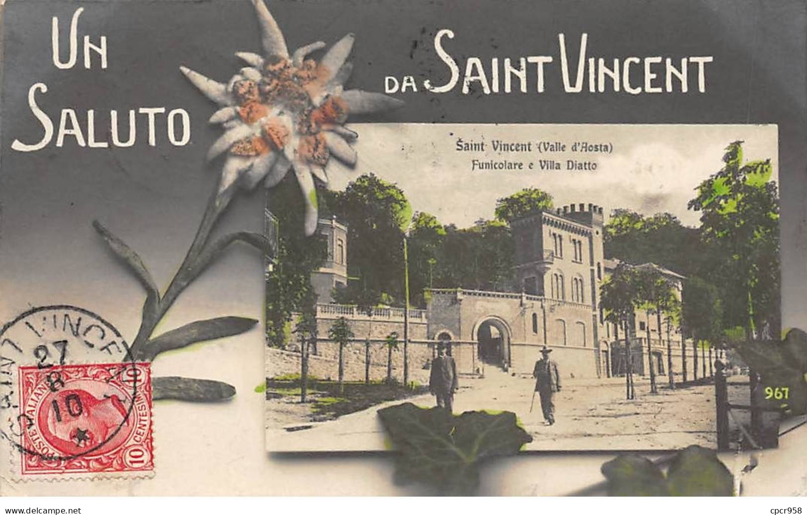 Italie - N°80840 - VALLEE D'AOSTE - Un Saluto Da SAINT-VINCENT - Funicolare E Villa Diatto - Altri & Non Classificati