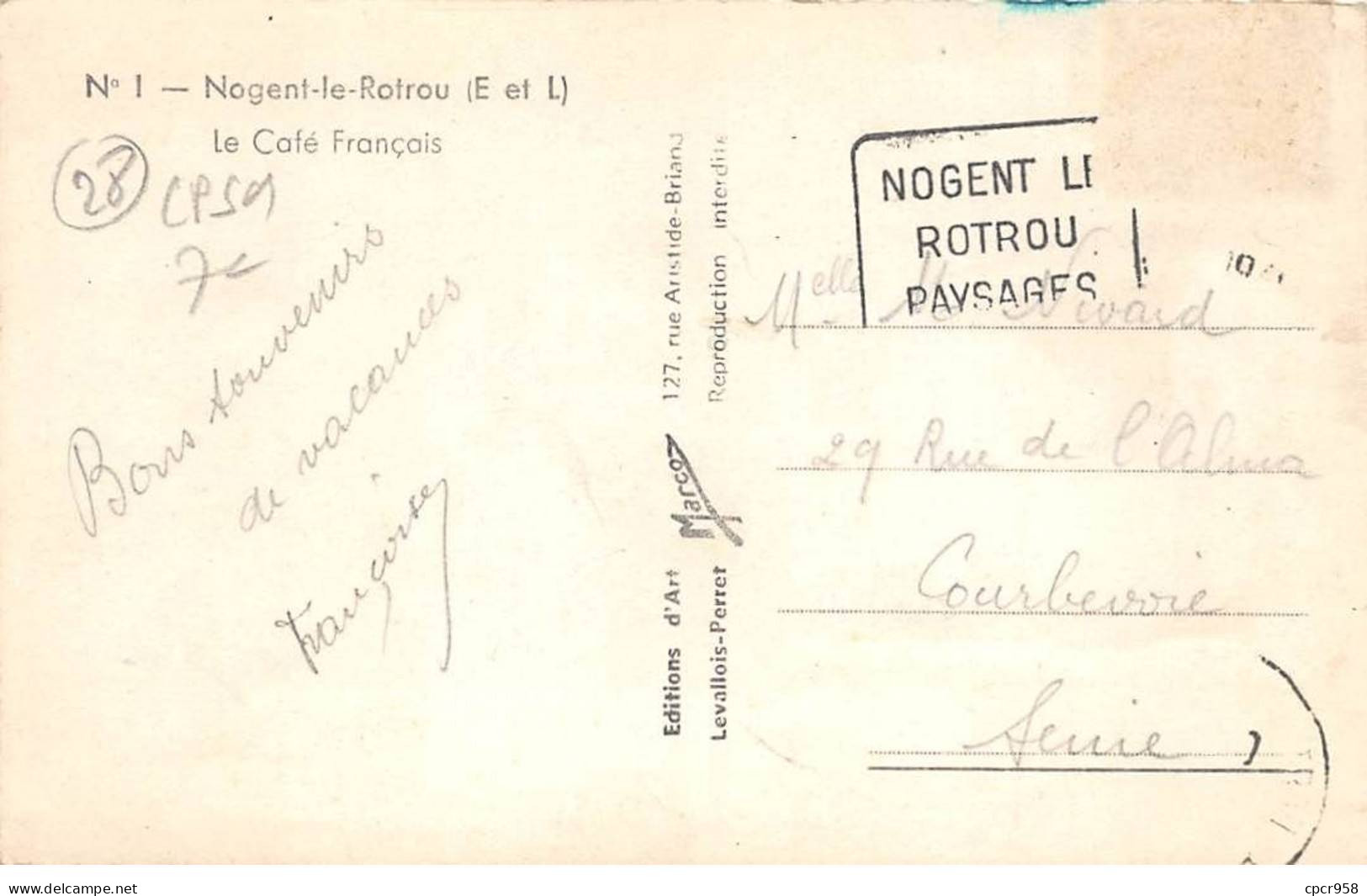 28 - Nogent Le Rotrou - SAN22730 - Le Café Français - CPSM 14X9 Cm - Nogent Le Rotrou