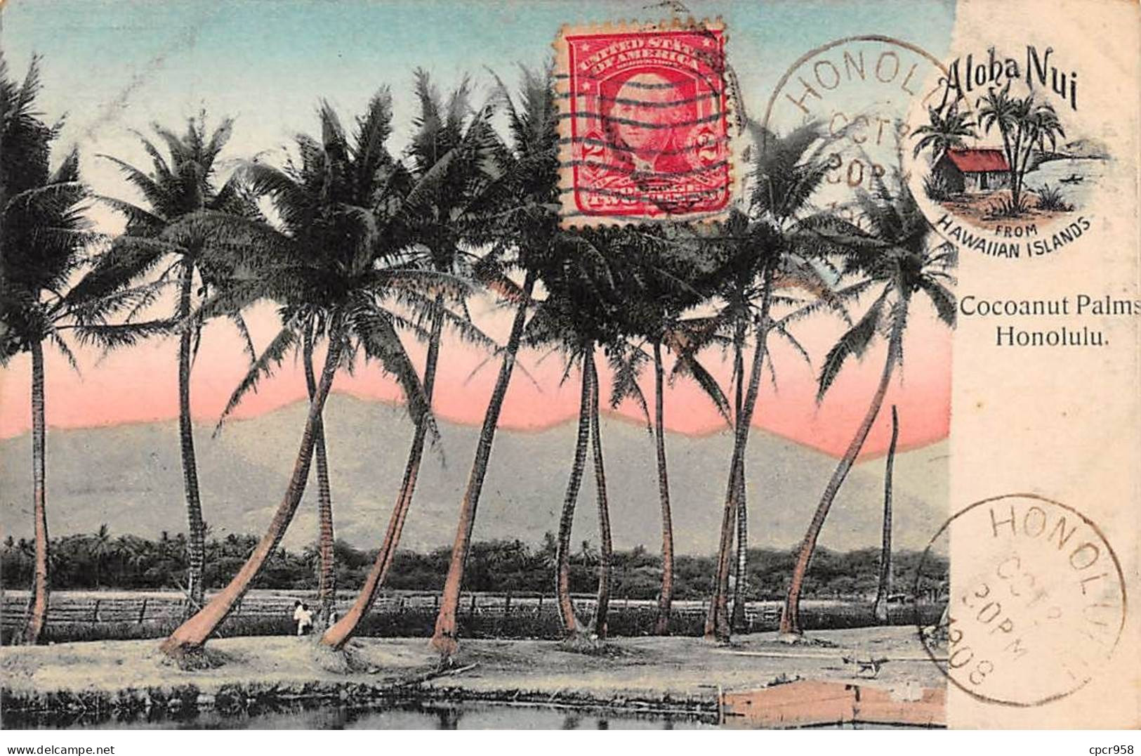 Etats-Unis - N°79227 - HONOLULU - Cocoanut Palms - Aloba Nui From Hawaiian Islands - Carte Avec Un Bel Affranchissement - Honolulu
