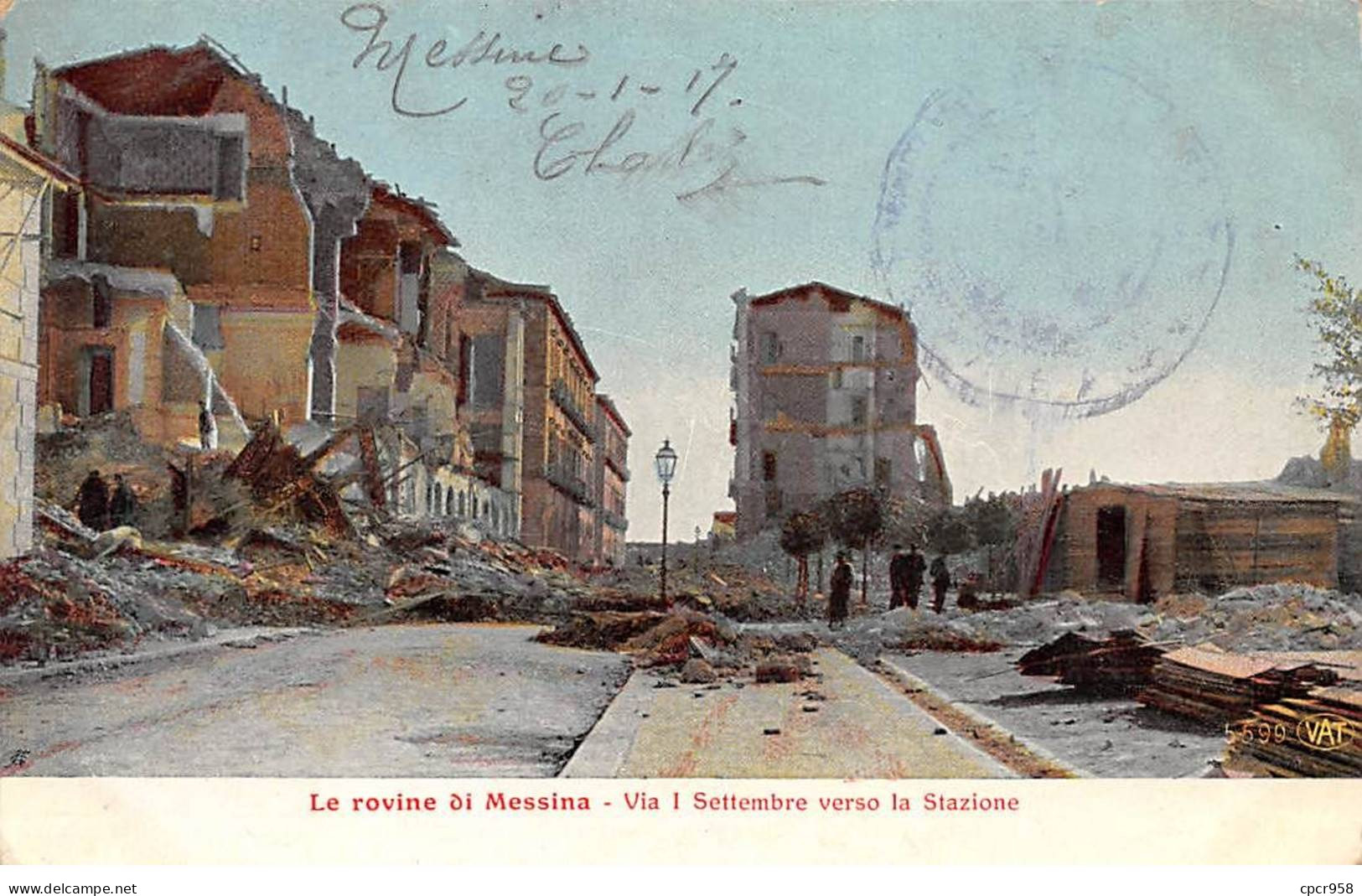 Italie - N°79242 - Le Rovine Di MESSINA - Via I Settembre Verso La Stazione - Carte Avec Un Bel Affranchissement - Messina