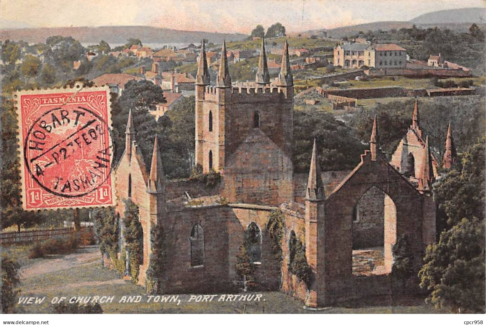 Australie - N°78835 - PORT ARTHUR - View Of Church And Town - AFFRANCHISSEMENT DE COMPLAISANCE - Port Arthur