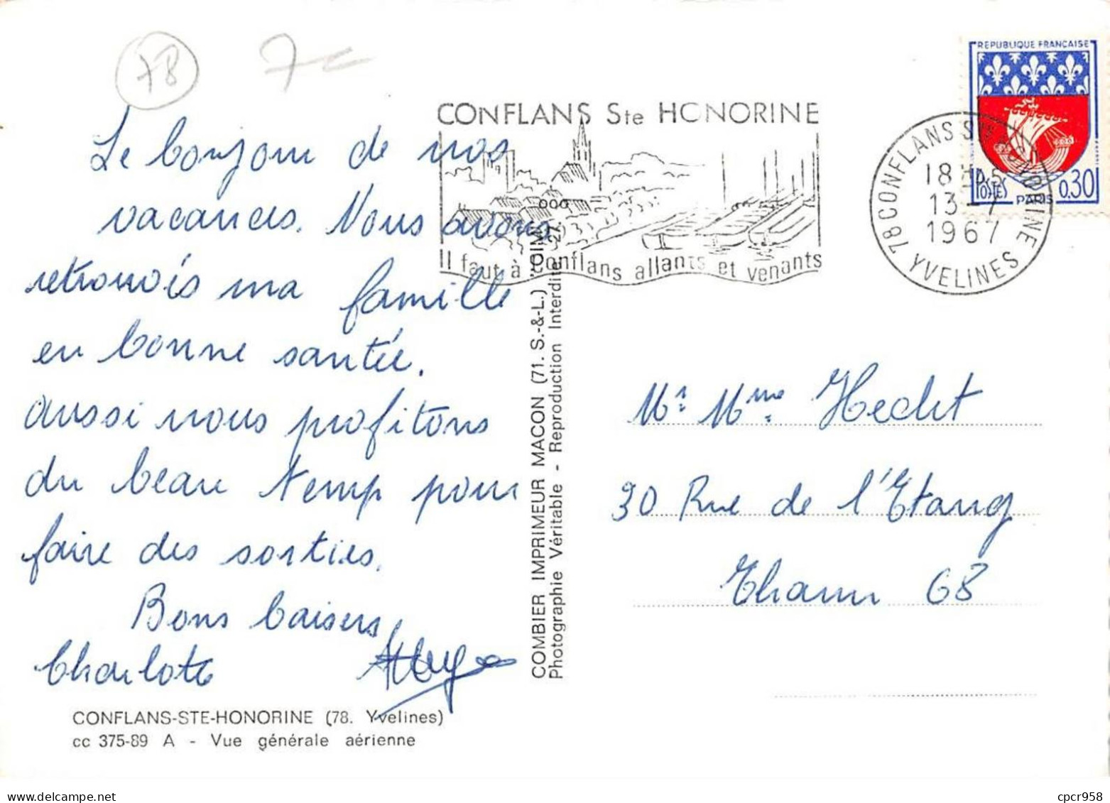 78 - CONFLANS STE HONORINE - SAN23720 - Vue Générale Aérienne - CPSM 15X10,5 Cm - Conflans Saint Honorine