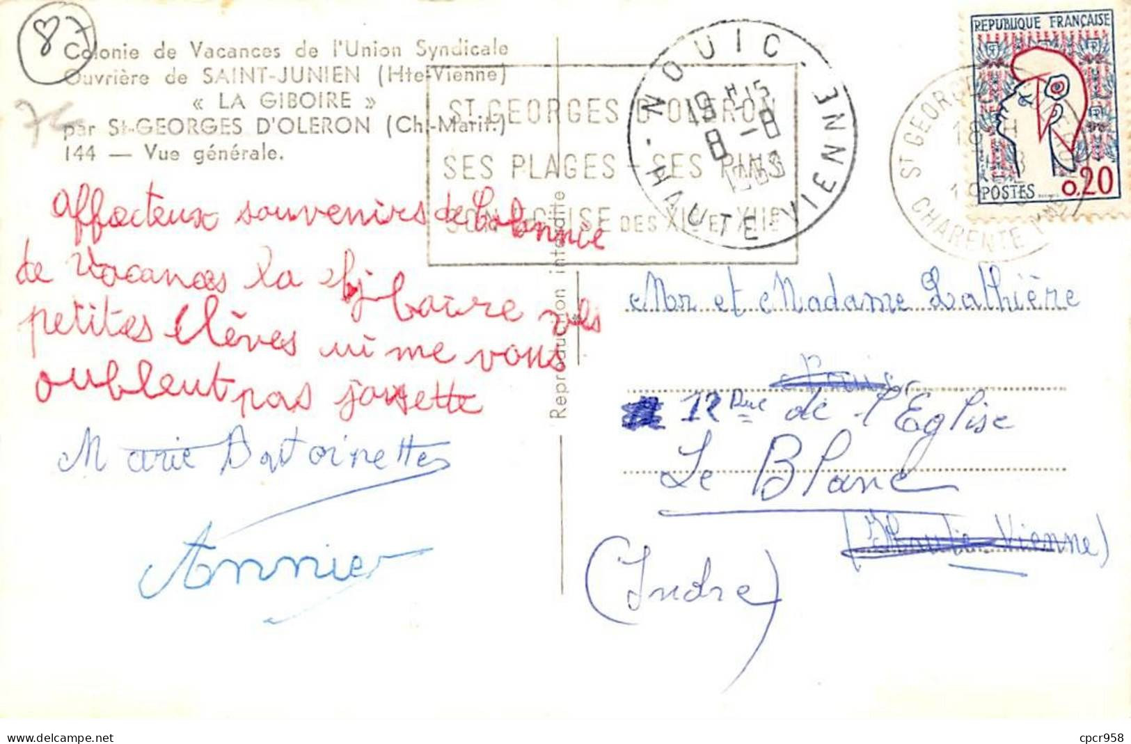 87 - Saint Junien - SAN23156 - Colonie De Vacances De L'Union Syndicale Ouvrières "La Giboire"   - CPSM 14X9 Cm - Saint Junien