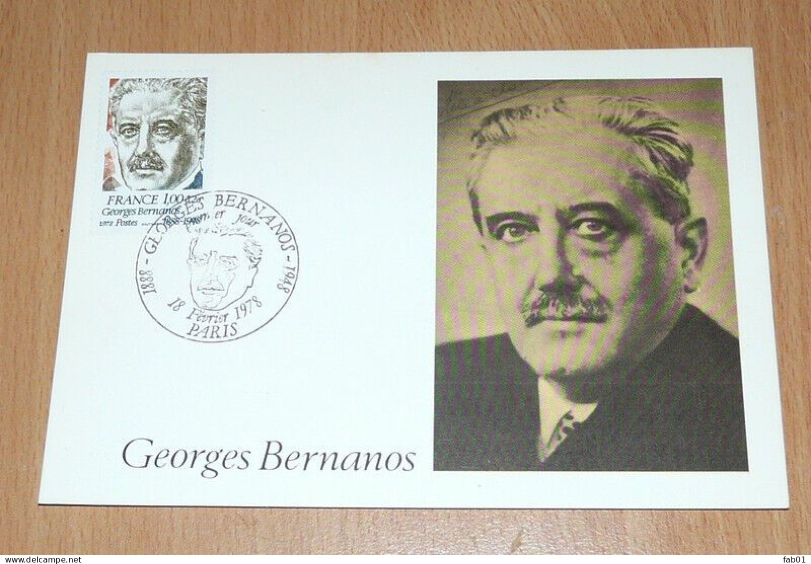 Georges Bernanos,carte 1er Jour,18/02/1978. - Documents Of Postal Services