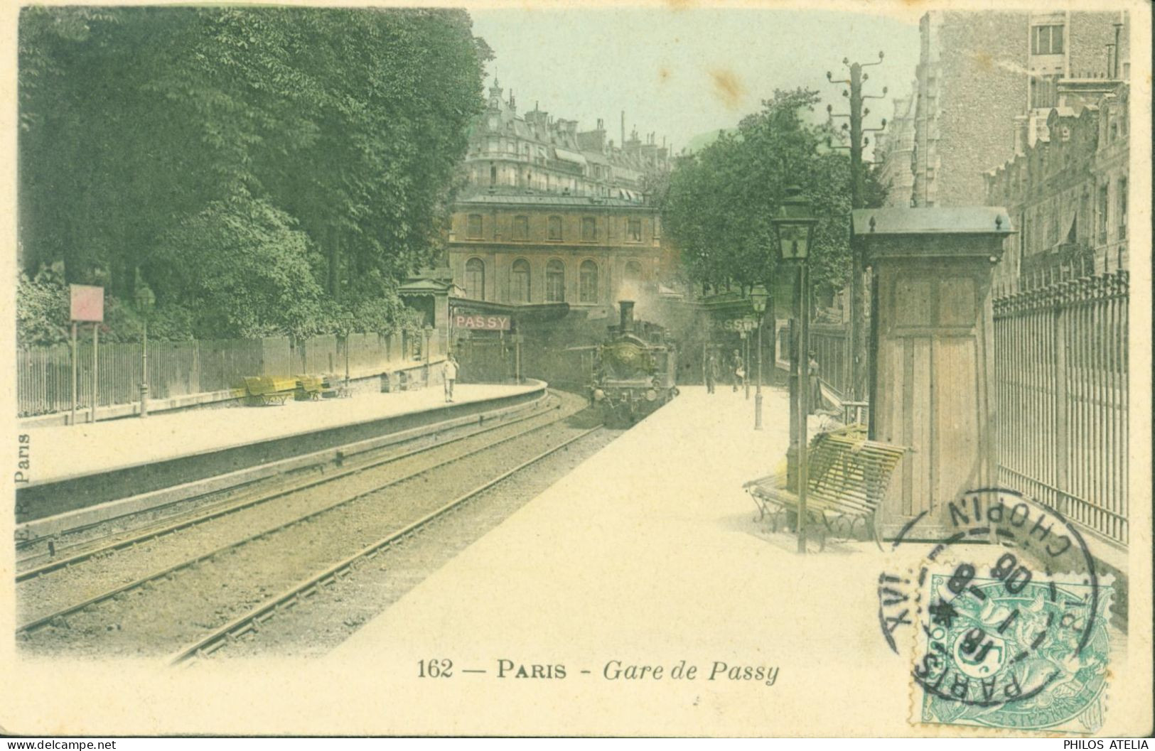 CPA CP Paris Gare De Passy Train Locomotive YT N°111 Blanc CAD Paris XVIe Pl Chopin 1 8 1906 - Pariser Métro, Bahnhöfe