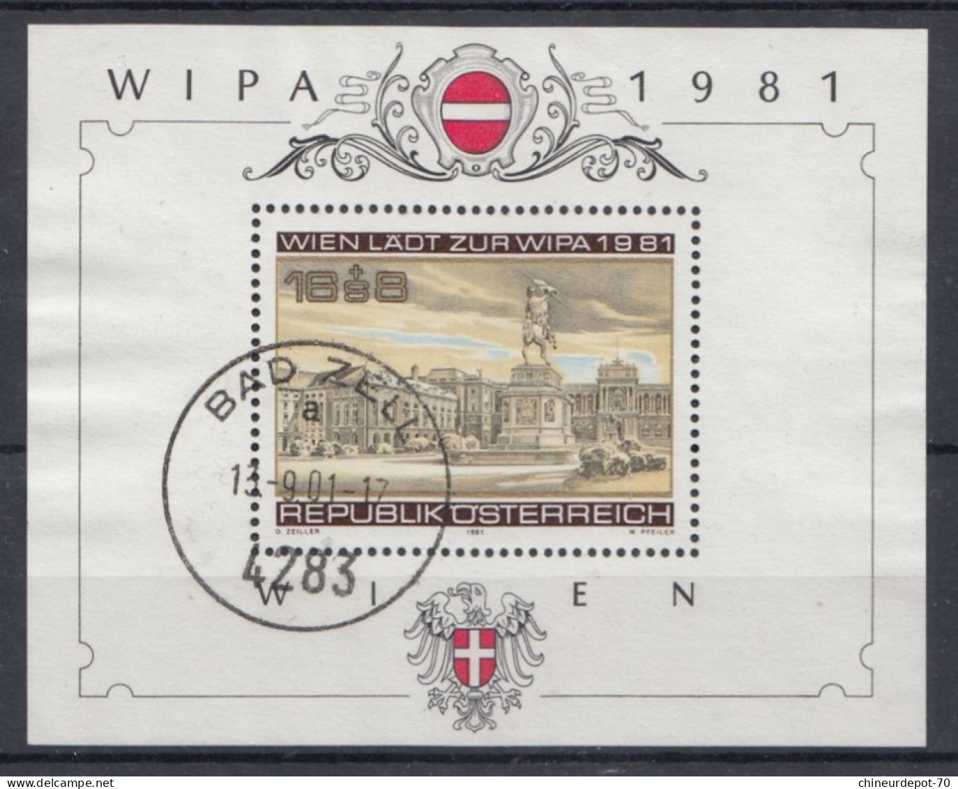 BLOC OSTERREICH WIPA 1981 CACHET BAD ZELL - Blocs & Hojas