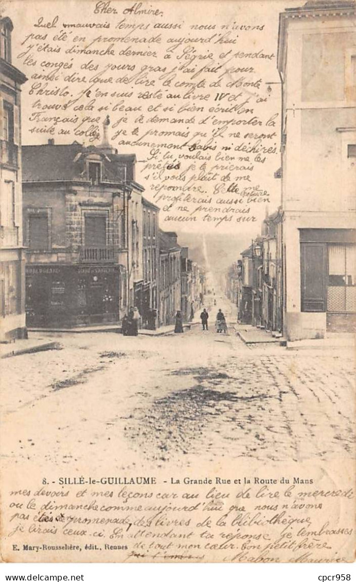 72 - SILLE LE GUILLAUME - SAN28338 - La Grande Rue Et La Route Du Mans - Sille Le Guillaume