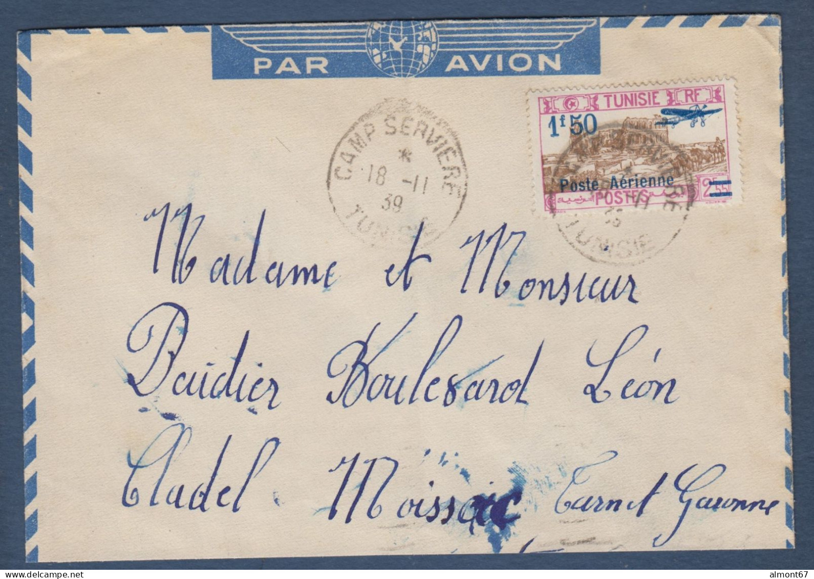 Lettre Par Avion De CAMP  SERVIERE  1939 - Briefe U. Dokumente